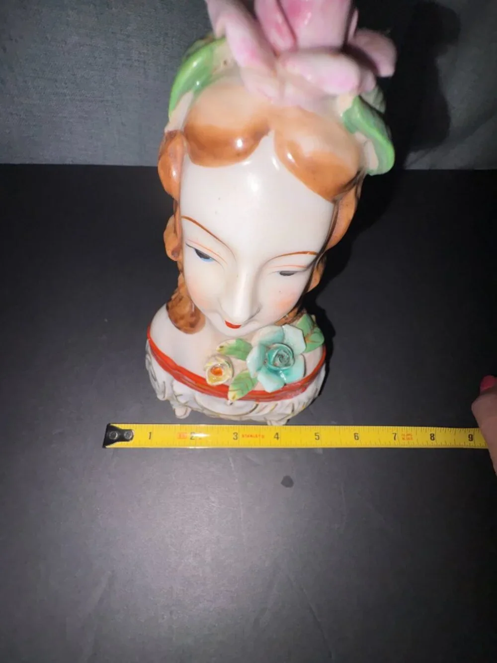 Vintage Occupied Japan Hand Painted Porcelain Lady Lamp Base/Candle Holder